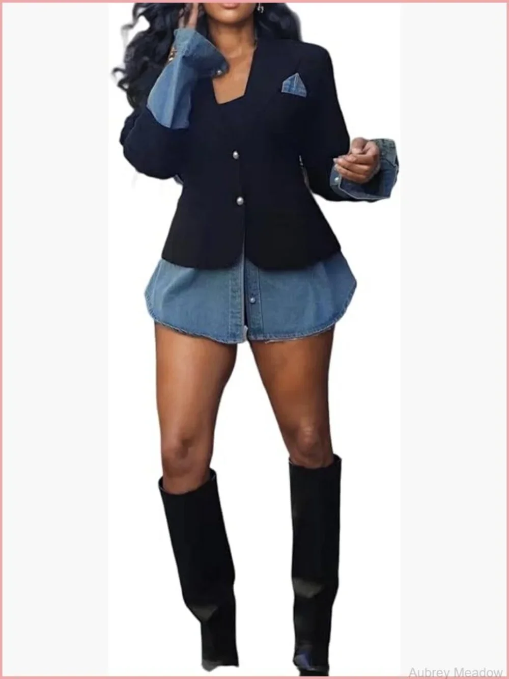 Slim Fit Blazer Open Front Long Sleeve Office Jacket with Pockets